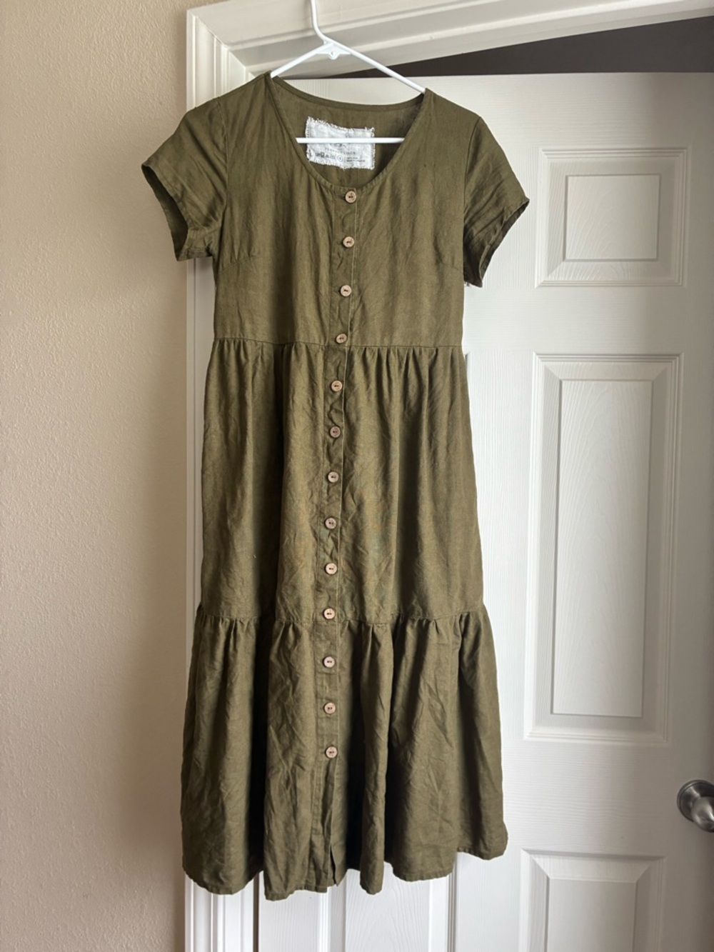 notPERFECTLINEN Ronda dress in Loden
